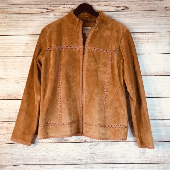 Cabela's Jackets & Blazers - Canelas Camel color suede zip blazer Sz L